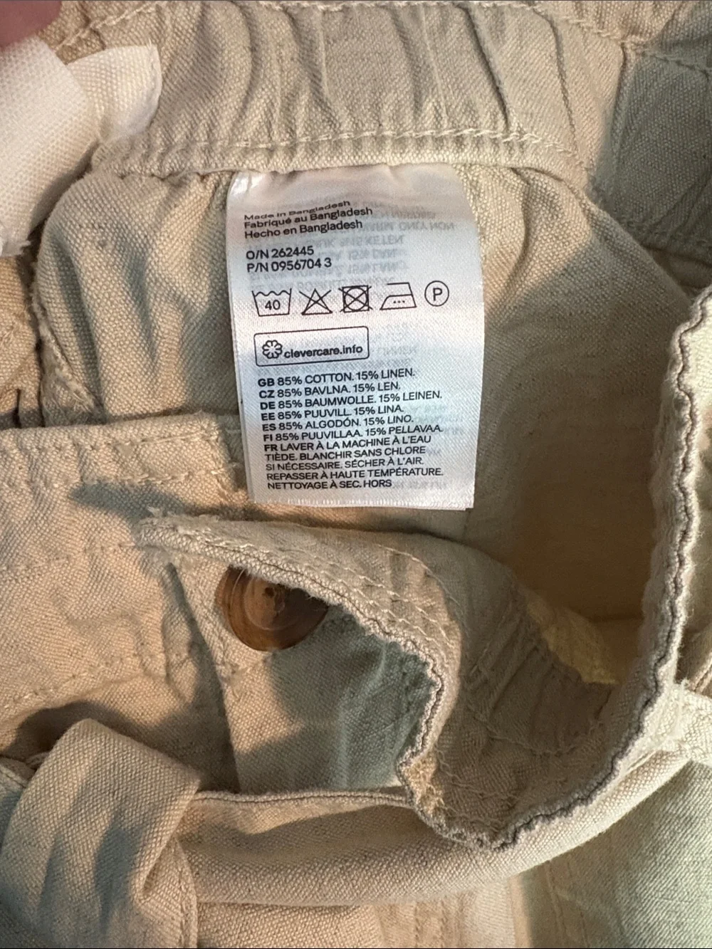 H&M Beige Paperbag Waist Trousers with Tie Size M